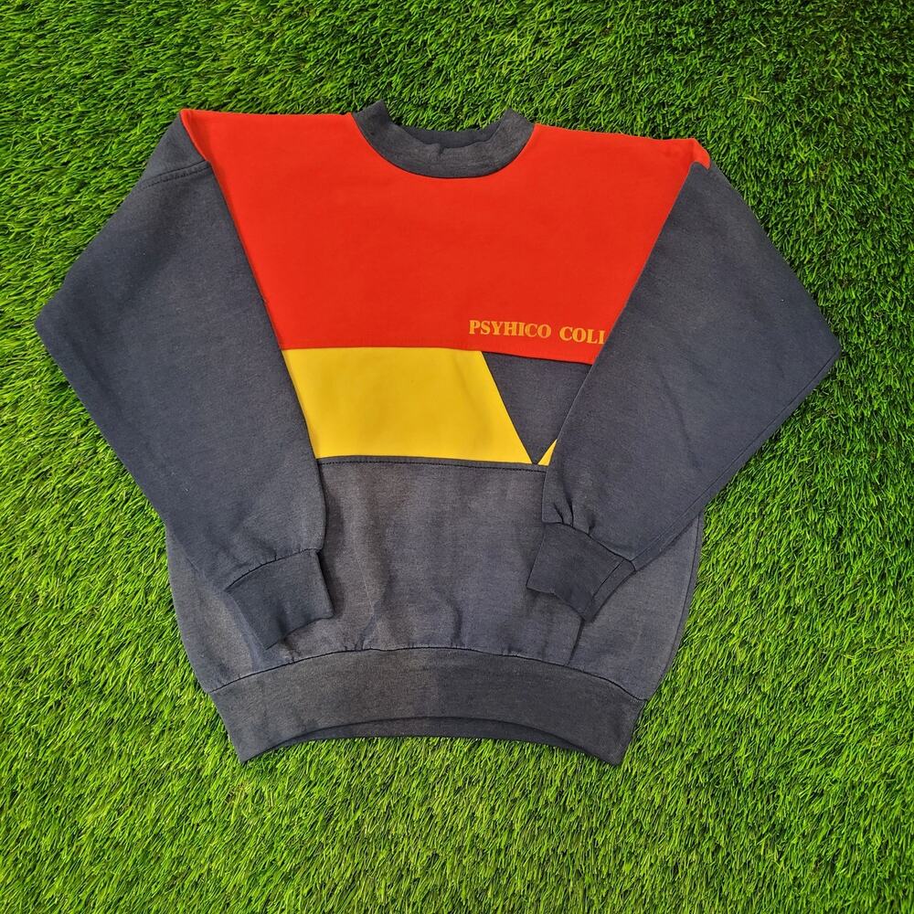 Vintage 80s Psychico College Sweatshirt Womens XL 22x21 Crop Sunfaded